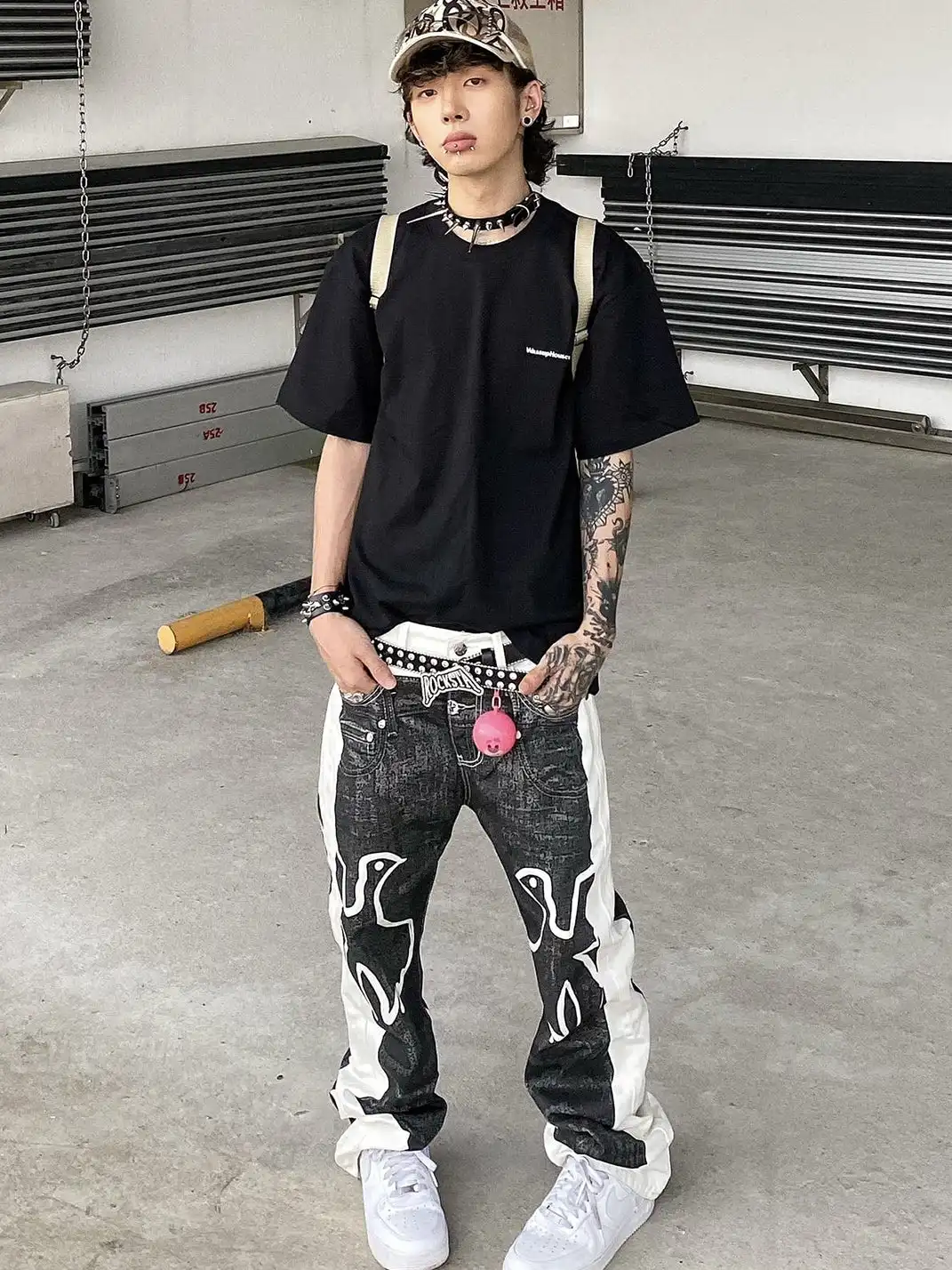 VINKID | Faux-Layered Dove Graphic Contrast Panel Jeans