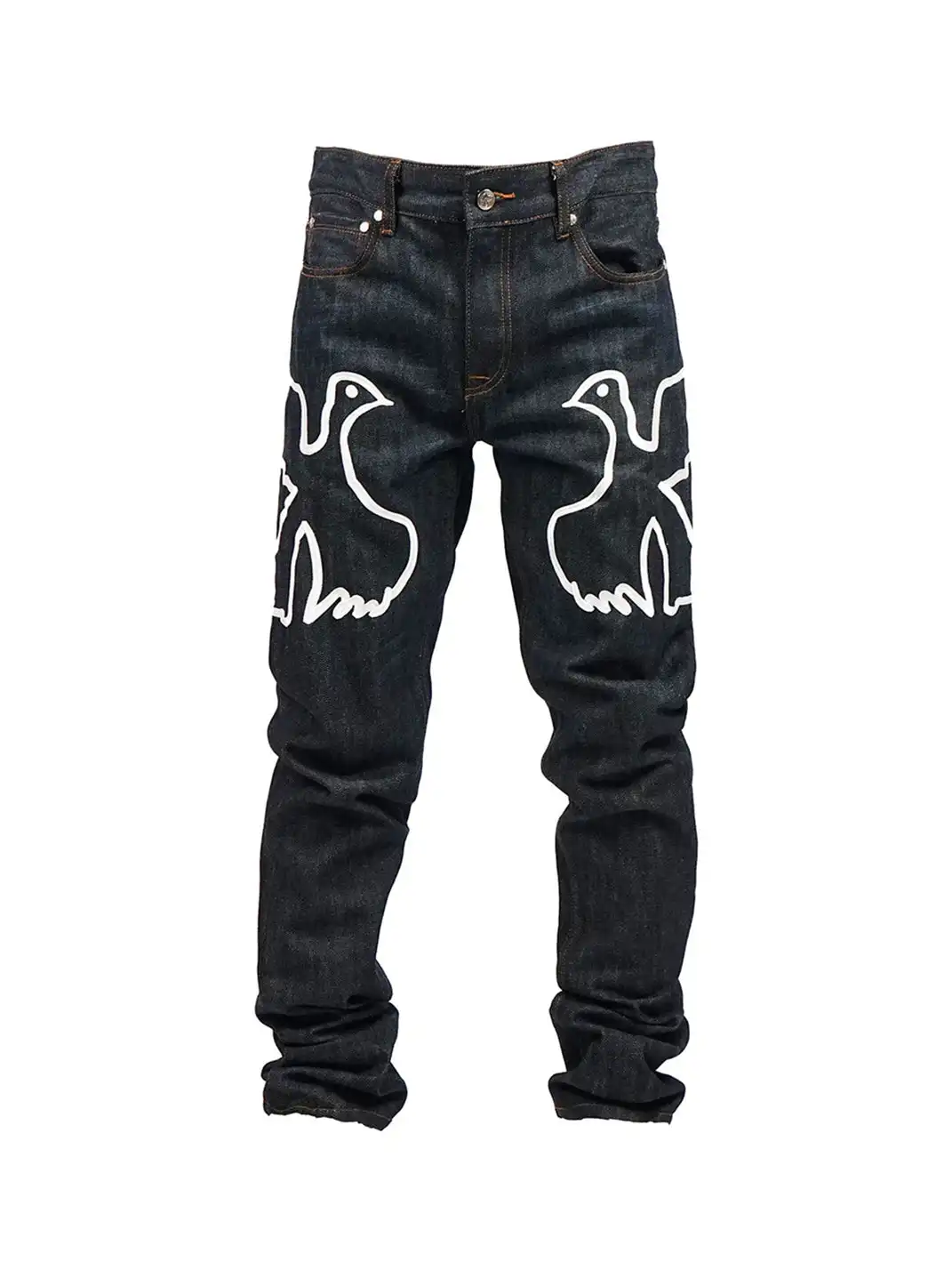 VINKID | Peace Dove Embroidery Raw Jeans