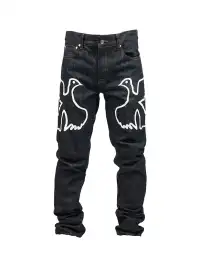 VINKID | Peace Dove Embroidery Raw Jeans