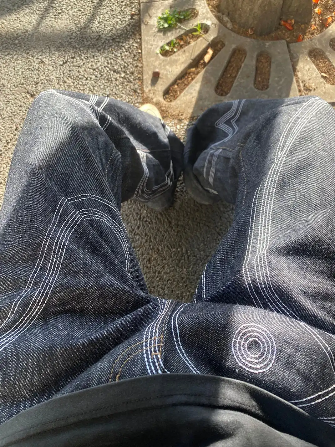 VINKID | Embroidered Dove Stitched Selvedge Jeans