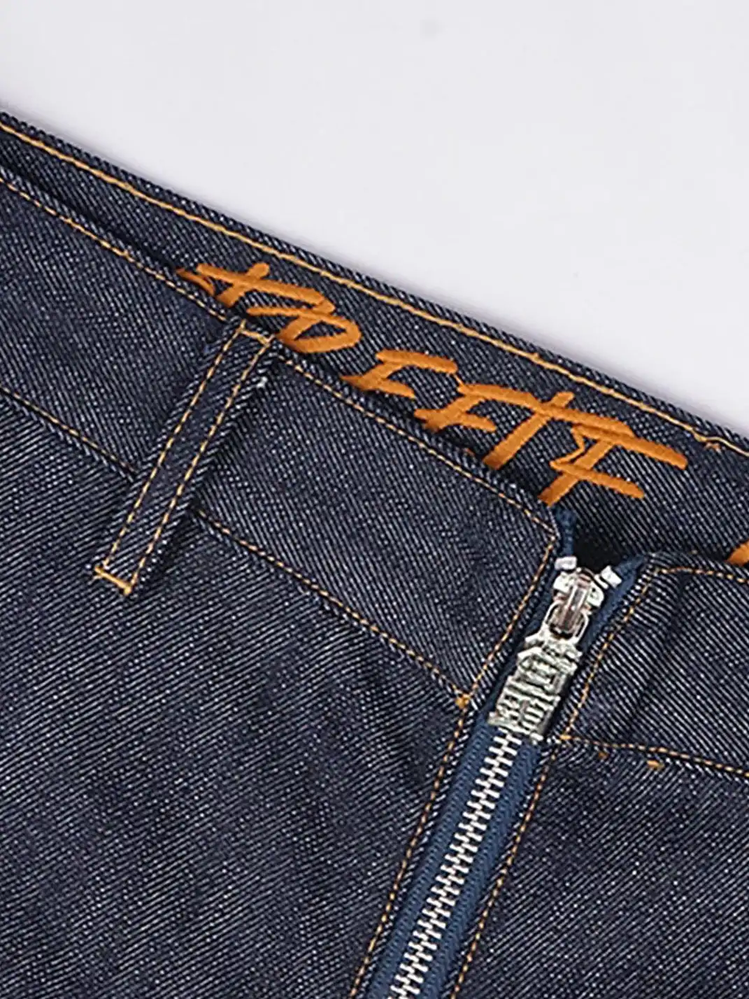 VINKID | Street Kanji Graphic Panel Raw Jeans
