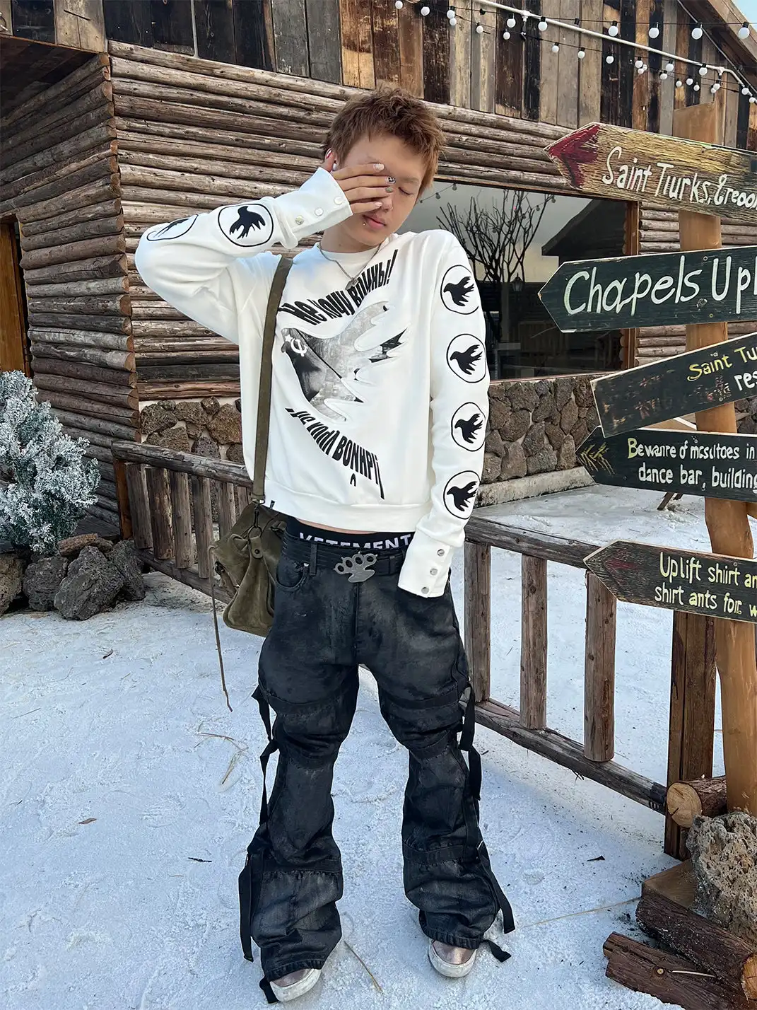 VINKID | Full-Sleeve Peace Dove Print Sweatshirt