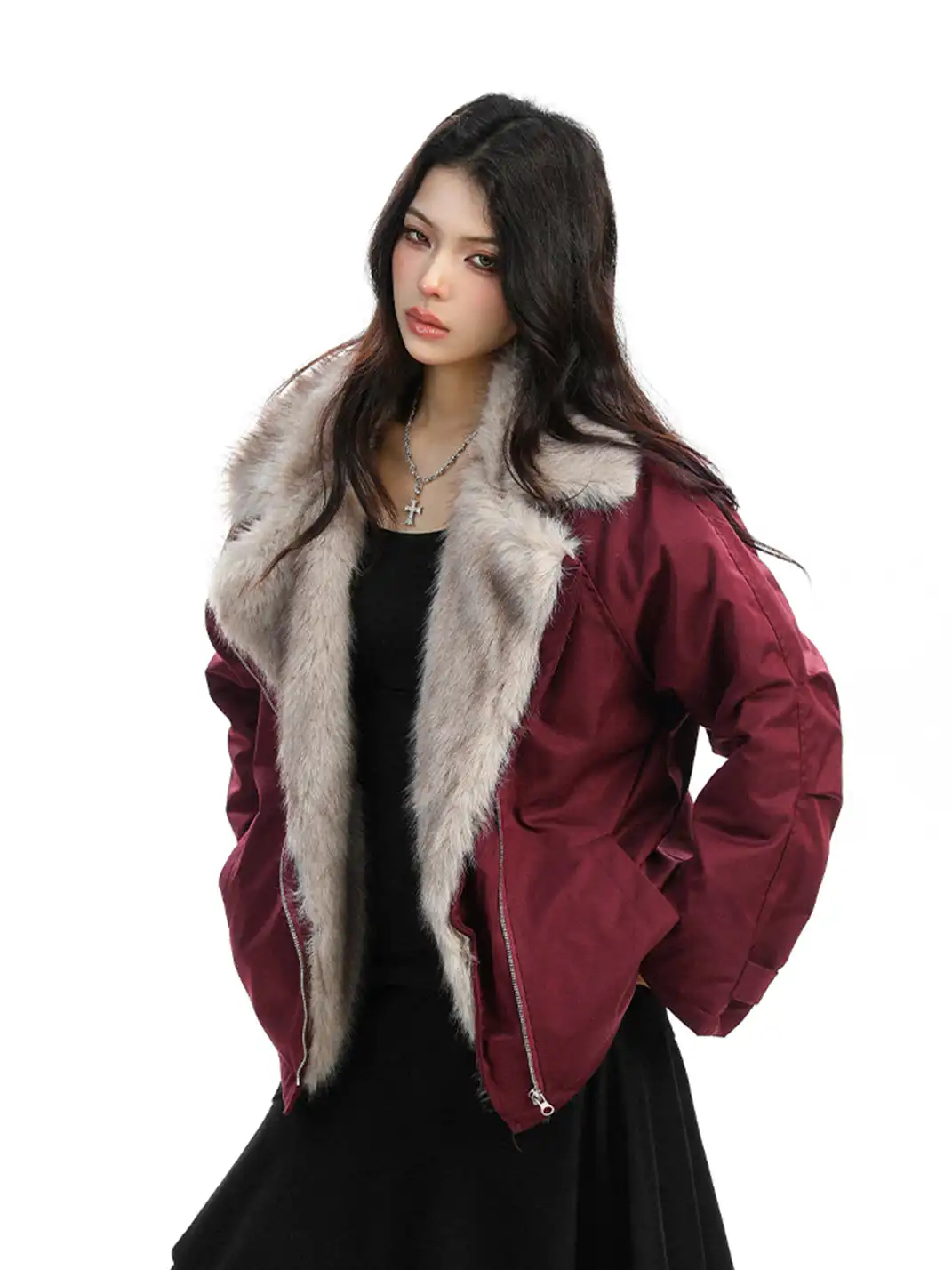 BIGGOLD | Faux Fur Lapel Padded Jacket