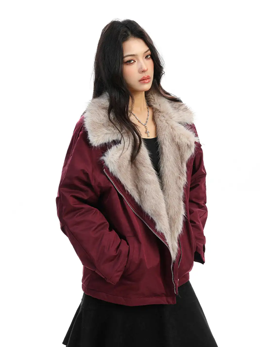 BIGGOLD | Faux Fur Lapel Padded Jacket