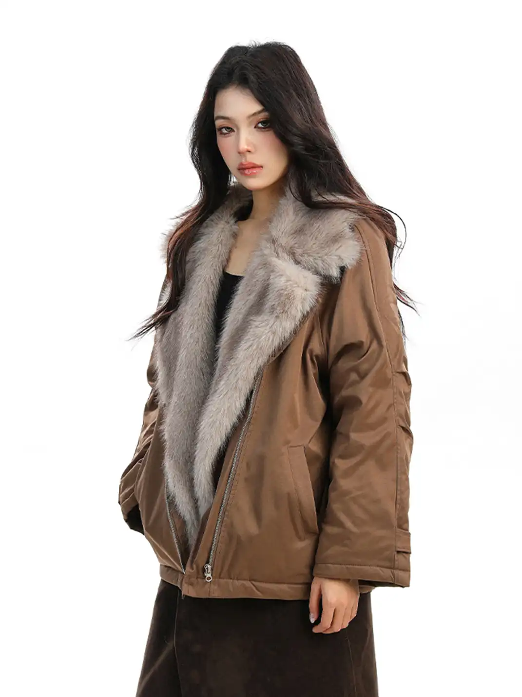 BIGGOLD | Faux Fur Lapel Padded Jacket