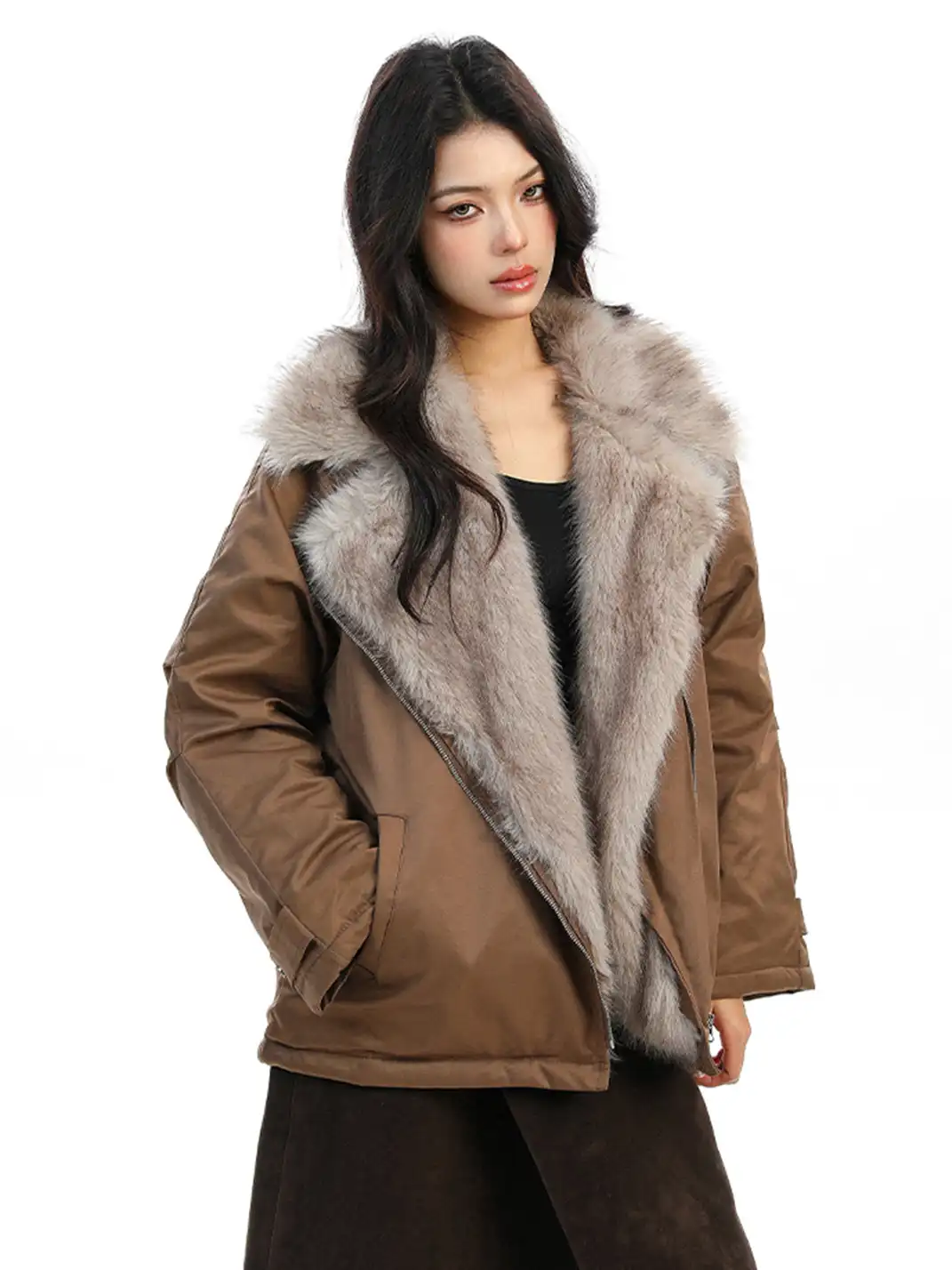 BIGGOLD | Faux Fur Lapel Padded Jacket