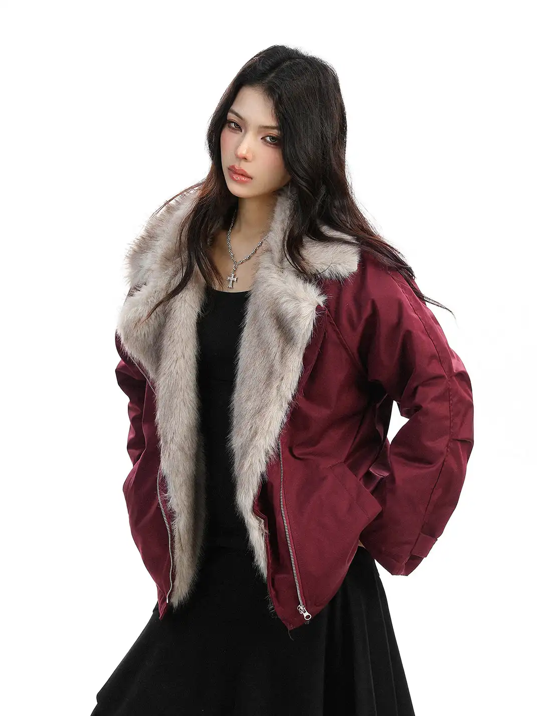 BIGGOLD | Faux Fur Lapel Padded Jacket