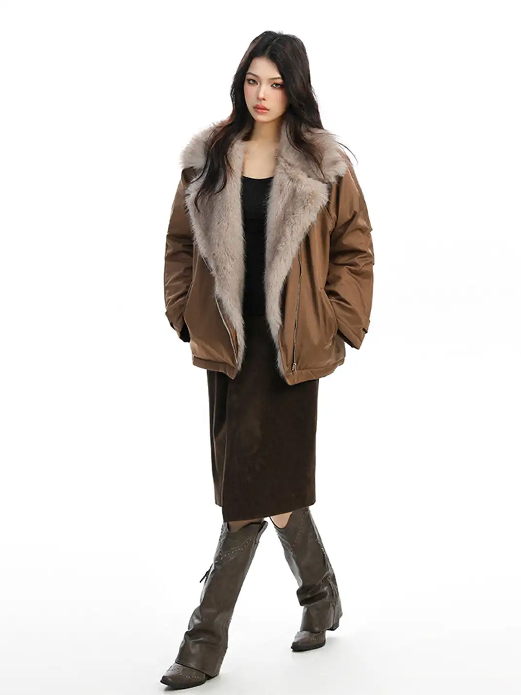BIGGOLD | Faux Fur Lapel Padded Jacket