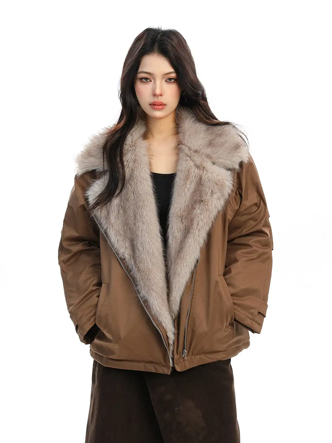 BIGGOLD | Faux Fur Lapel Padded Jacket