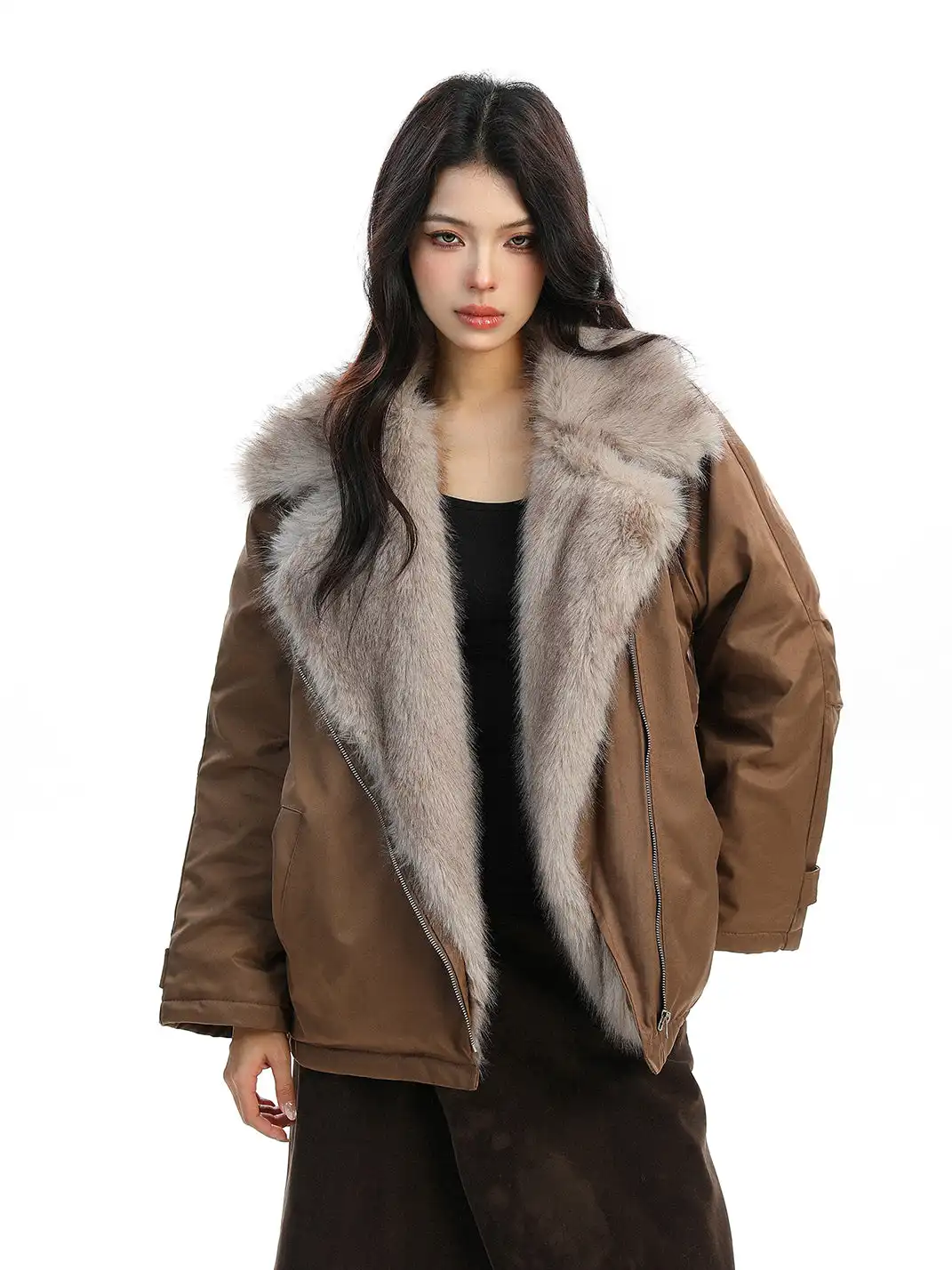 BIGGOLD | Faux Fur Lapel Padded Jacket