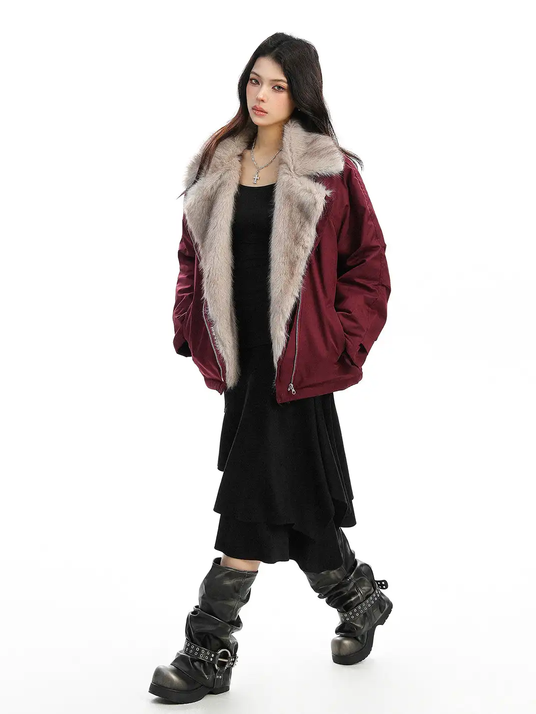BIGGOLD | Faux Fur Lapel Padded Jacket