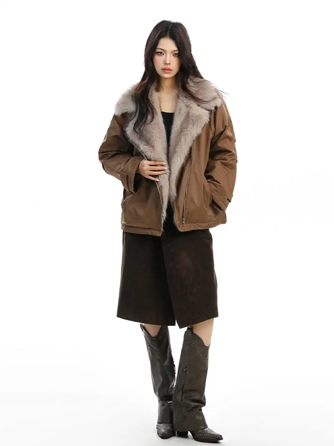 BIGGOLD | Faux Fur Lapel Padded Jacket