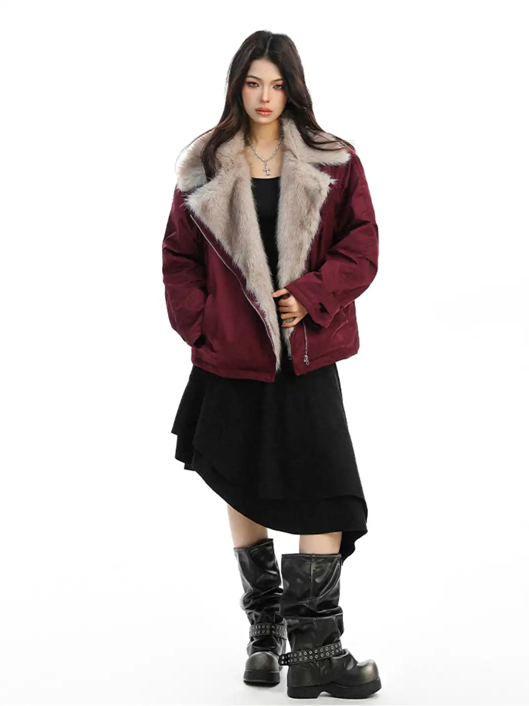 BIGGOLD | Faux Fur Lapel Padded Jacket