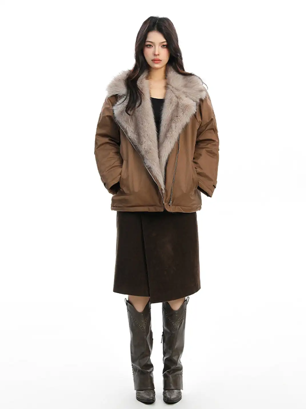 BIGGOLD | Faux Fur Lapel Padded Jacket