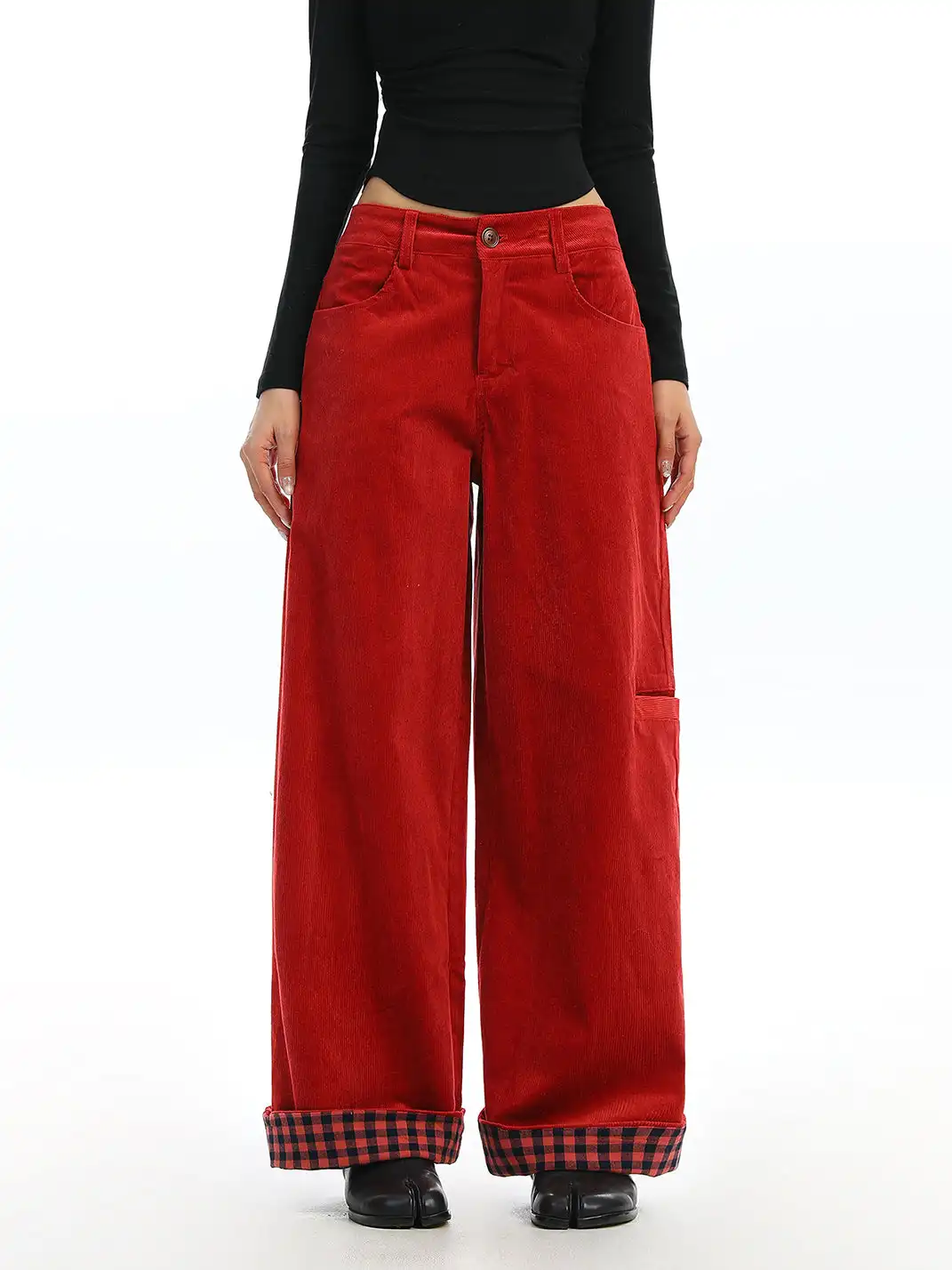 BIGGOLD | Corduroy Wide-Leg Cuffed Pants