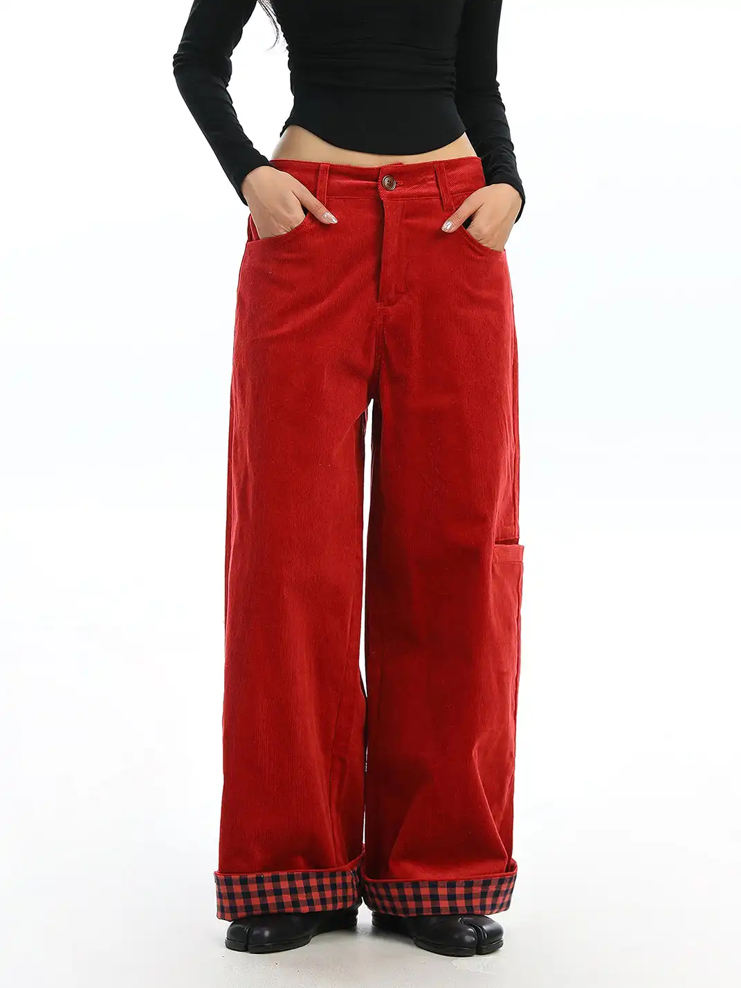 BIGGOLD | Corduroy Wide-Leg Cuffed Pants