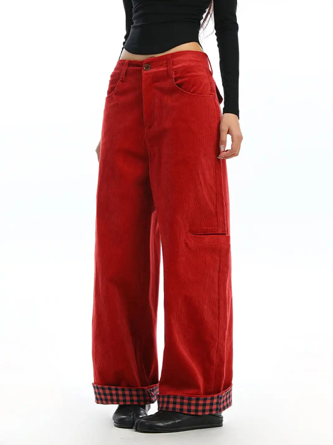 BIGGOLD | Corduroy Wide-Leg Cuffed Pants
