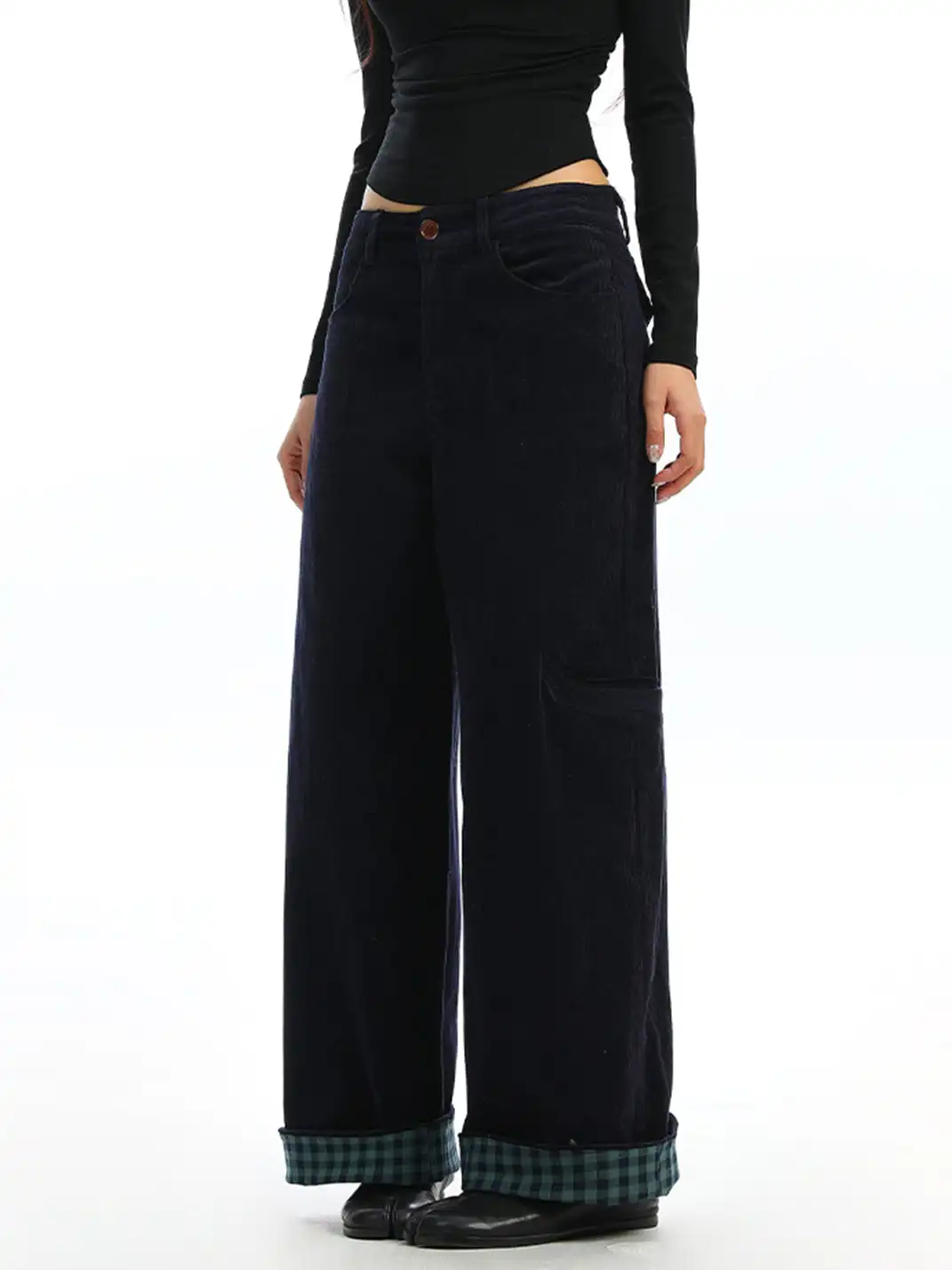 BIGGOLD | Corduroy Wide-Leg Cuffed Pants
