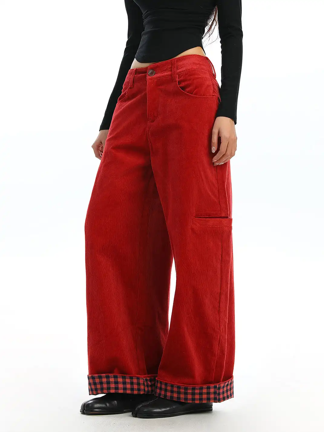 BIGGOLD | Corduroy Wide-Leg Cuffed Pants