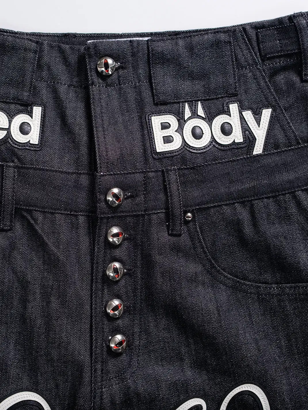 FVVO | Layered-Waist Patterned Studded Jeans