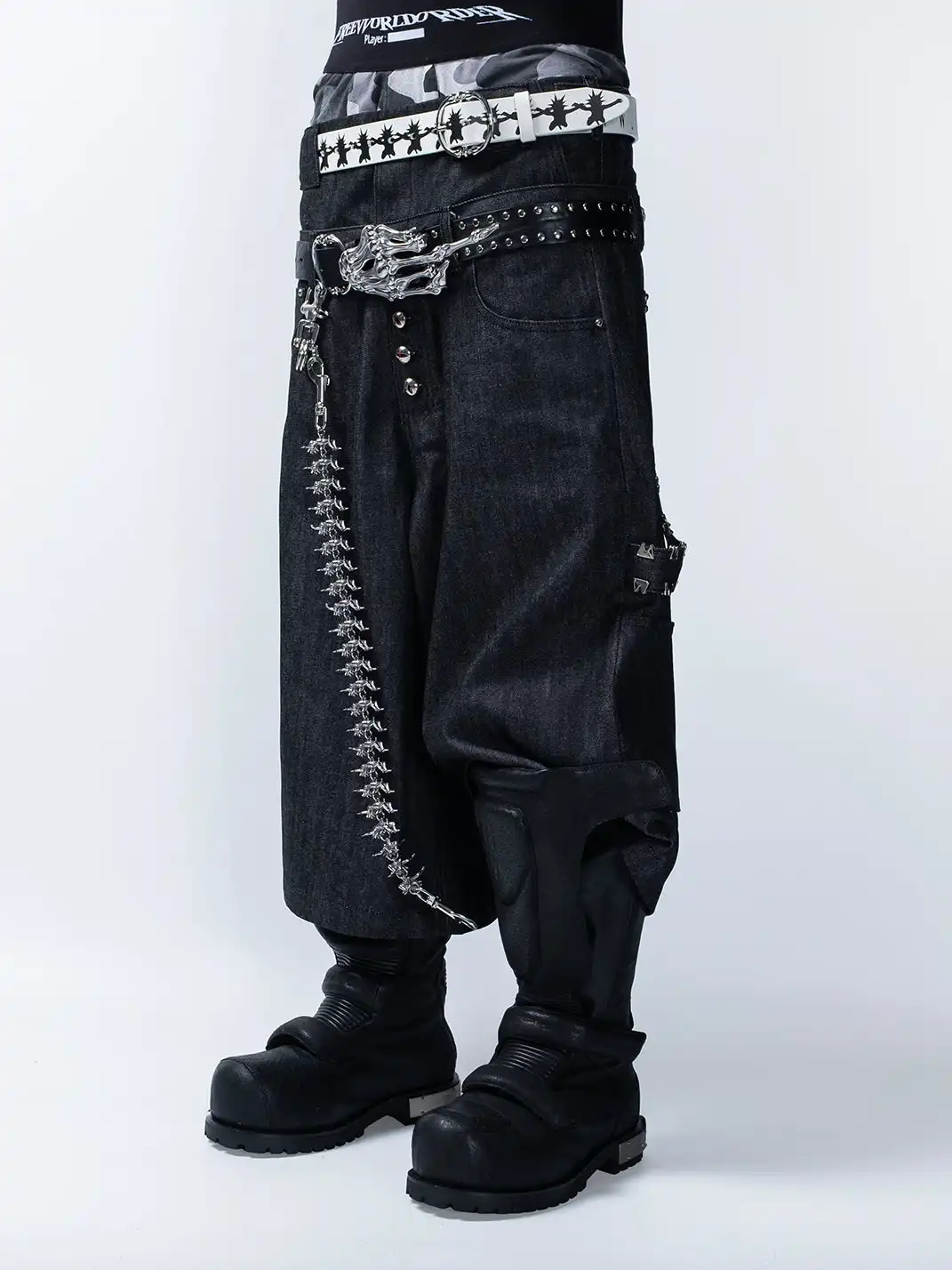 FVVO | Skull Kid Print Punk Leather Belt