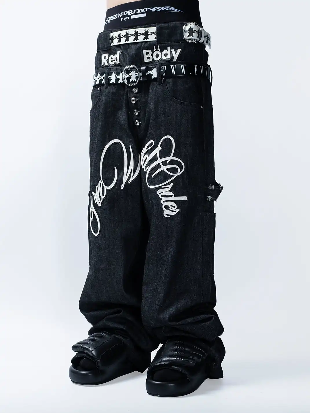 FVVO | Skull Kid Print Punk Leather Belt