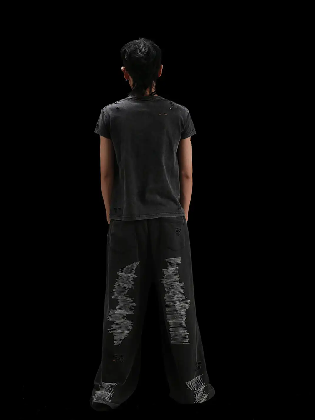 99CLUB | Heavyweight Washed Distressed Cracked Print T-Shirt