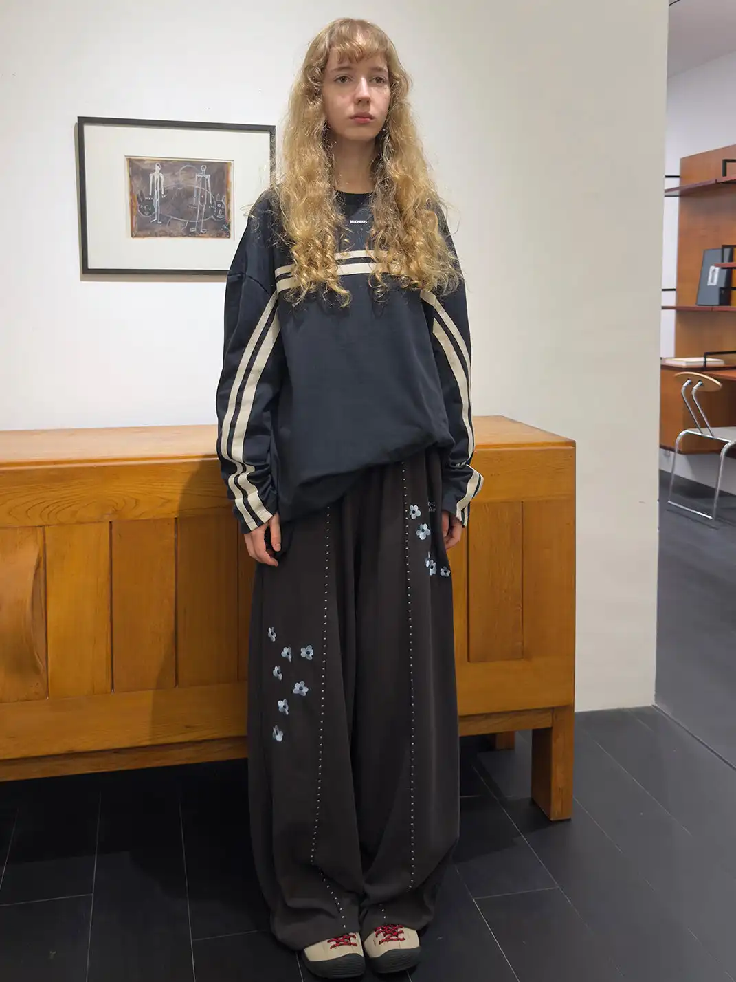 MIICHOUS | Floral Embroidered Waffle Lounge Pants