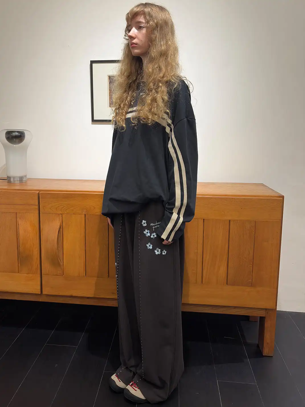 MIICHOUS | Floral Embroidered Waffle Lounge Pants