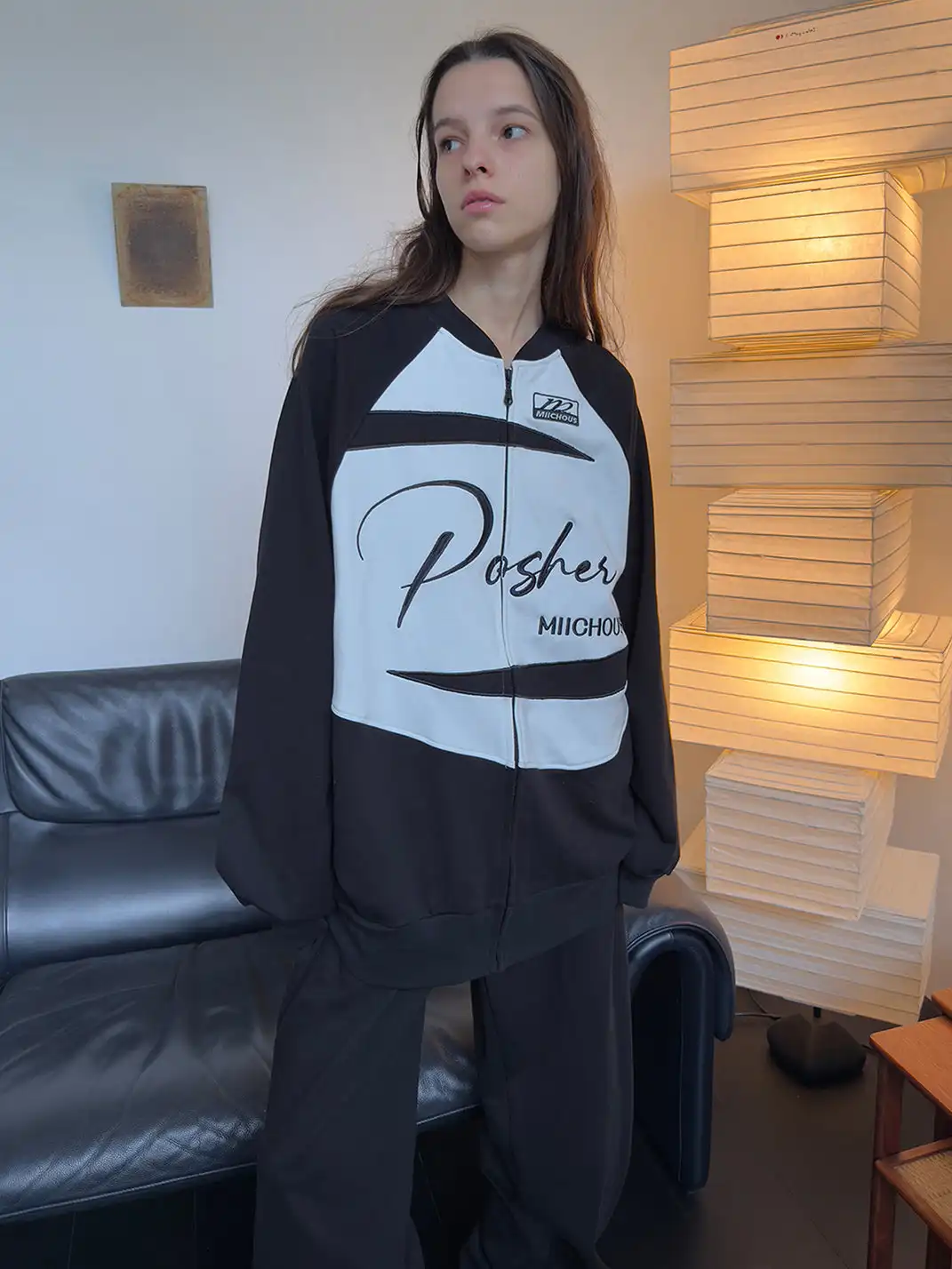 MIICHOUS | Applique Embroidery Varsity Sweatshirt Jacket
