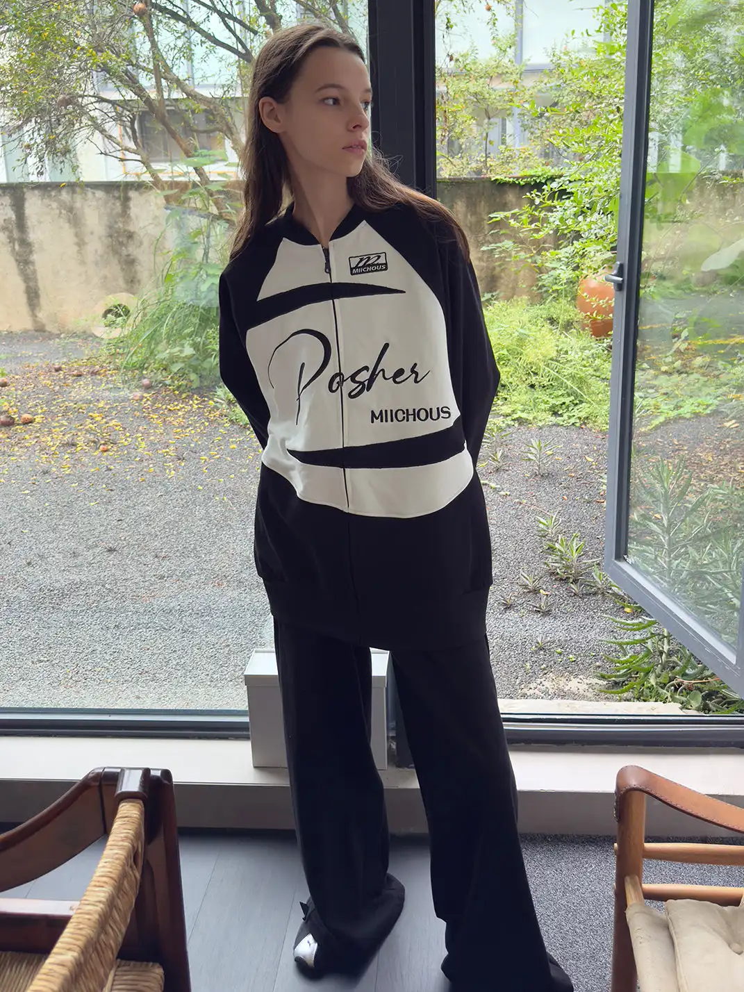 MIICHOUS | Applique Embroidery Varsity Sweatshirt Jacket