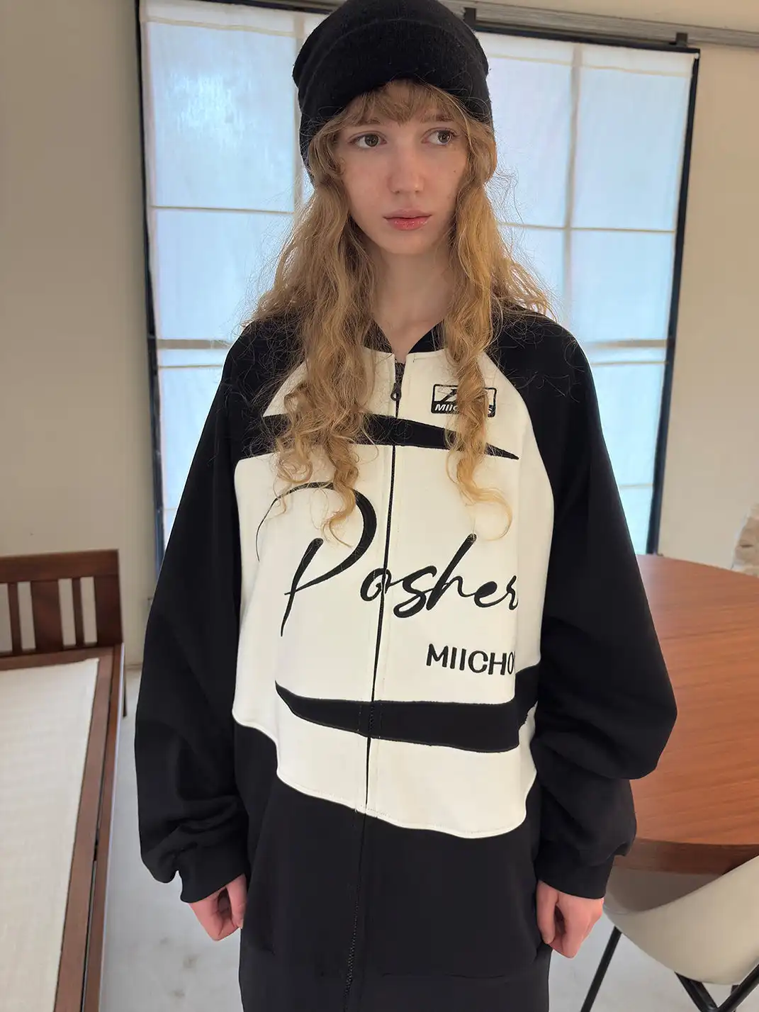 MIICHOUS | Applique Embroidery Varsity Sweatshirt Jacket