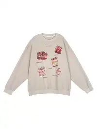 MIICHOUS | Cake Print Heavyweight Cotton Sweatshirt