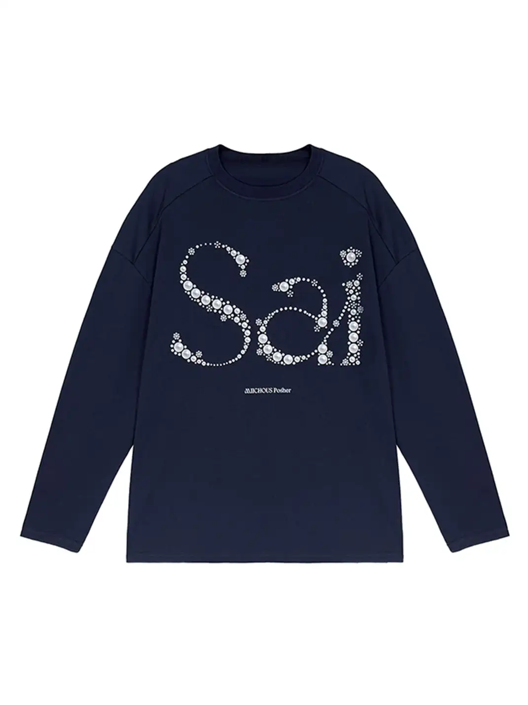 MIICHOUS | Sai Pearl Letter Print Long Sleeve T-Shirt