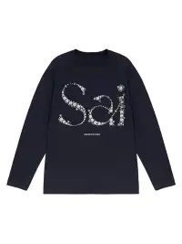 MIICHOUS | Sai Pearl Letter Print Long Sleeve T-Shirt