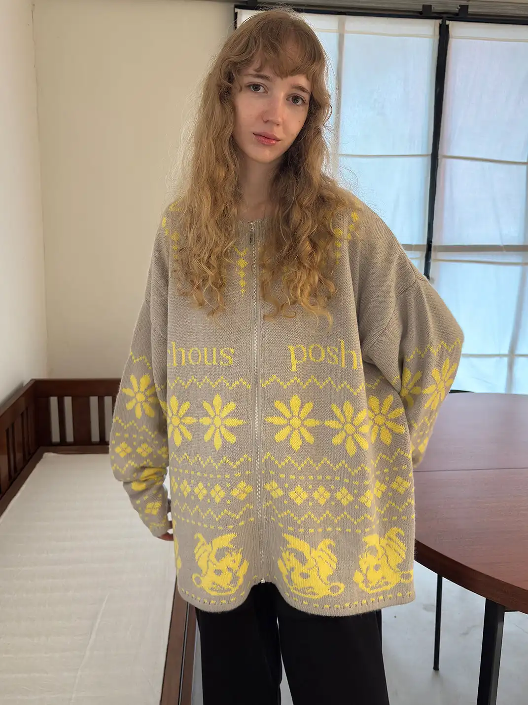 MIICHOUS | Fair Isle Dragon Knit Zip Cardigan