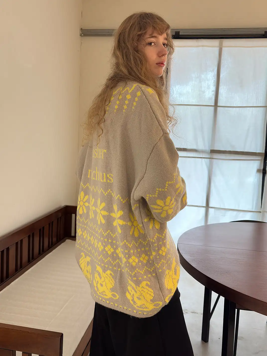 MIICHOUS | Fair Isle Dragon Knit Zip Cardigan