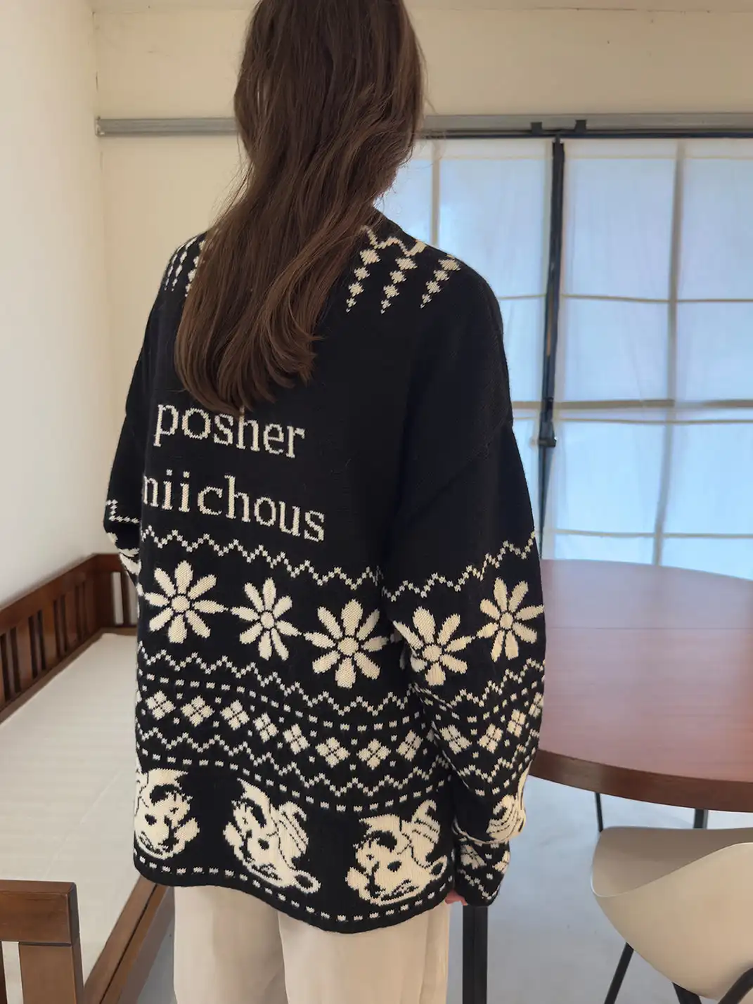 MIICHOUS | Fair Isle Dragon Knit Zip Cardigan