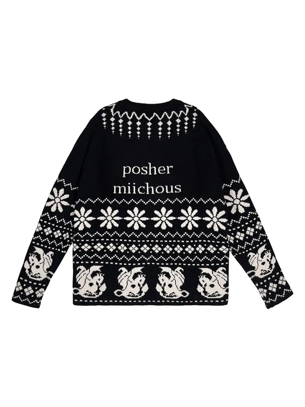 MIICHOUS | Fair Isle Dragon Knit Zip Cardigan