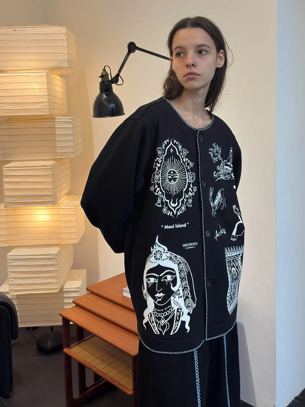 MIICHOUS | Vintage Graphic Embroidered Fleece Sweatshirt
