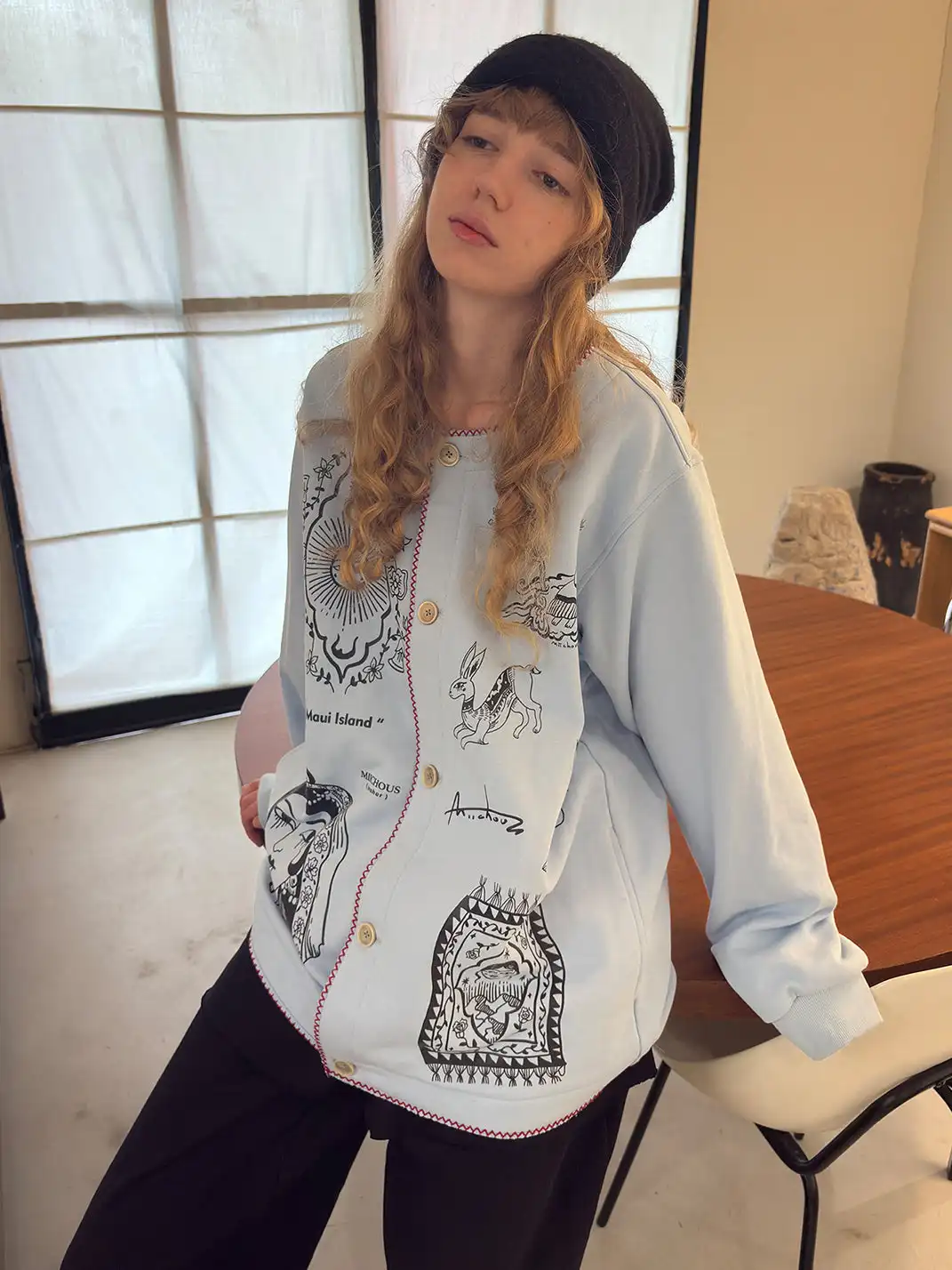 MIICHOUS | Vintage Graphic Embroidered Fleece Sweatshirt