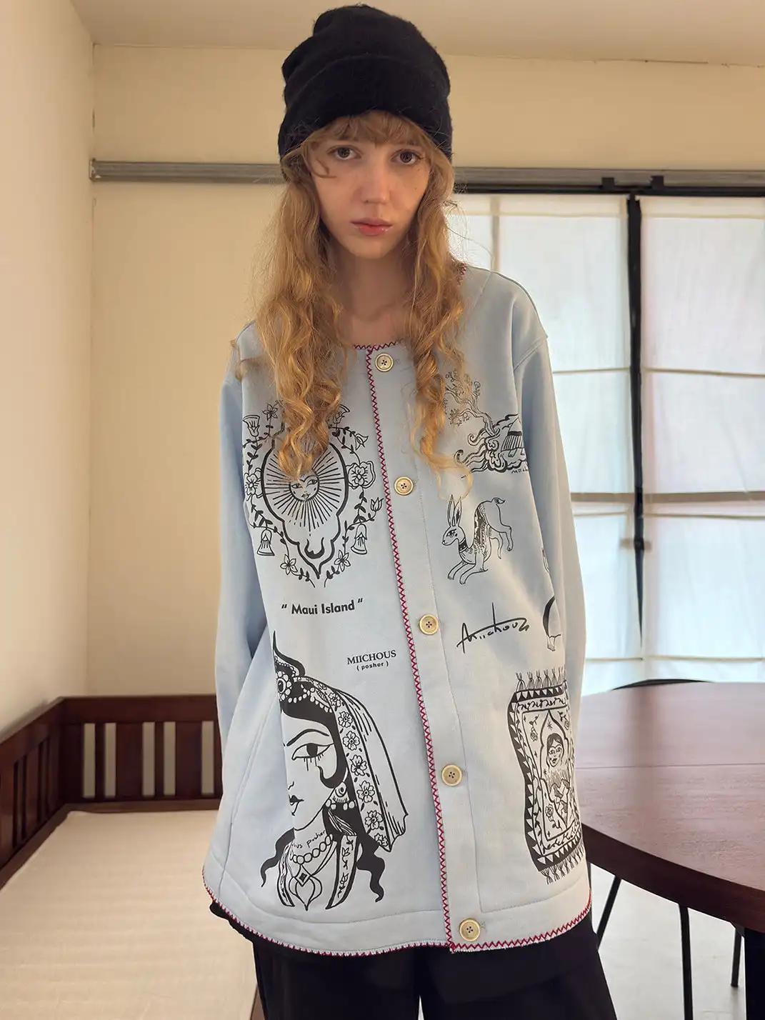 MIICHOUS | Vintage Graphic Embroidered Fleece Sweatshirt
