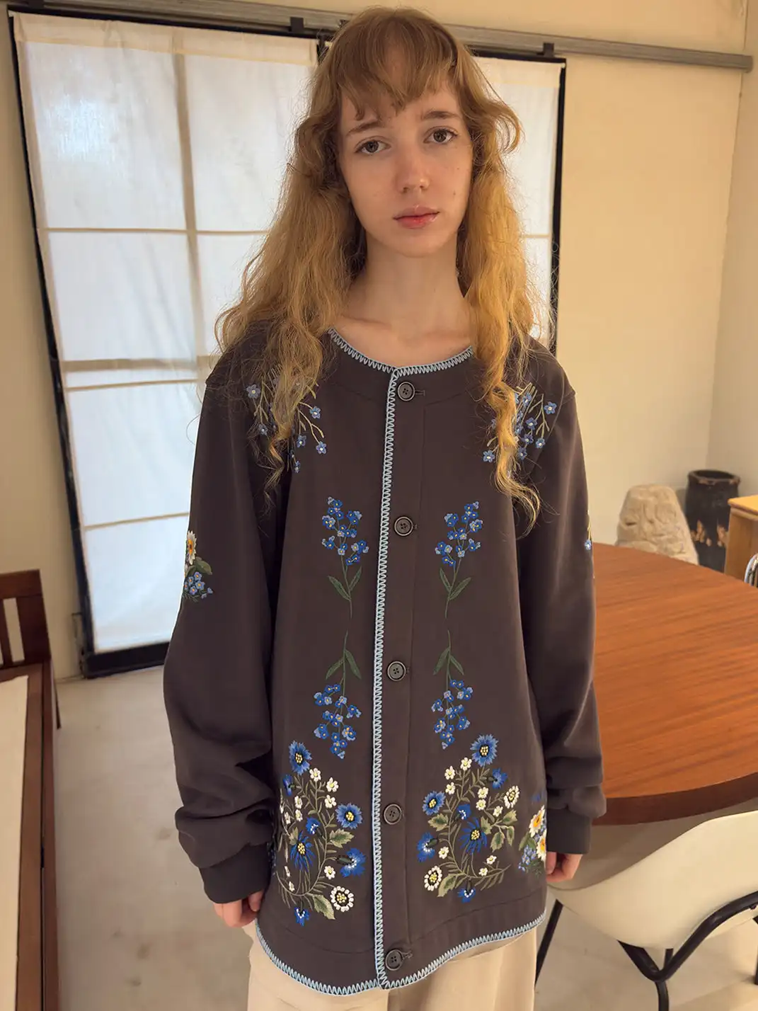 MIICHOUS | Botanical Embroidery Heavyweight Cotton Sweatshirt