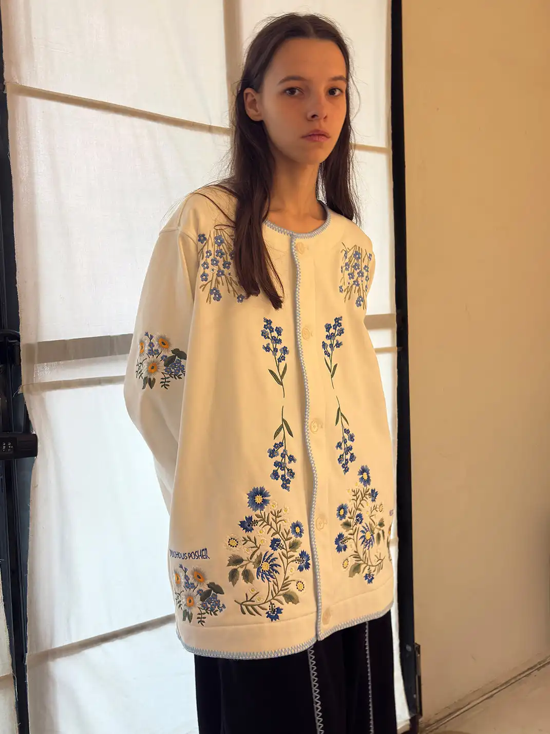 MIICHOUS | Botanical Embroidery Heavyweight Cotton Sweatshirt
