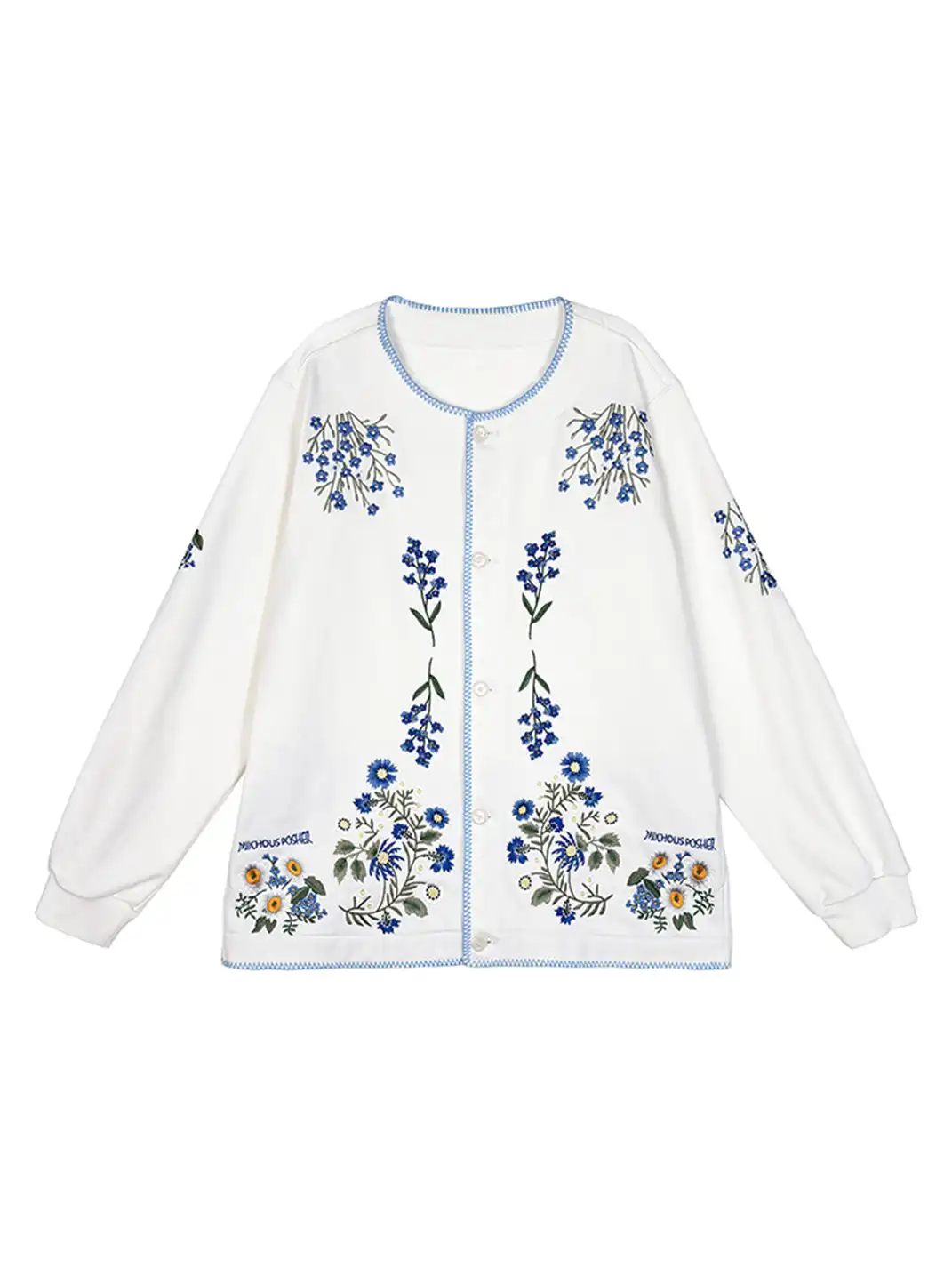 MIICHOUS | Botanical Embroidery Heavyweight Cotton Sweatshirt