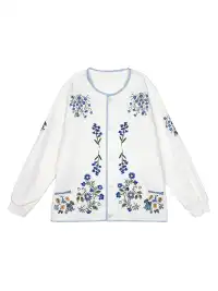 MIICHOUS | Botanical Embroidery Heavyweight Cotton Sweatshirt