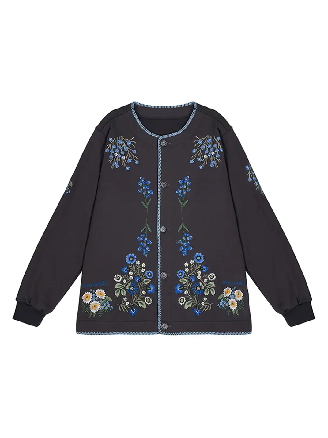 MIICHOUS | Botanical Embroidery Heavyweight Cotton Sweatshirt