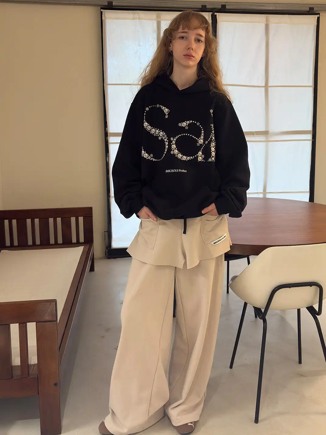 MIICHOUS | Sai Pearl Embellished Heavyweight Hoodie