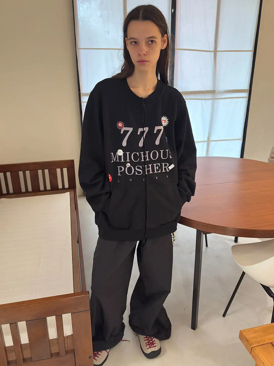 MIICHOUS | Heavyweight Cotton Sticker Print Zip Sweatshirt