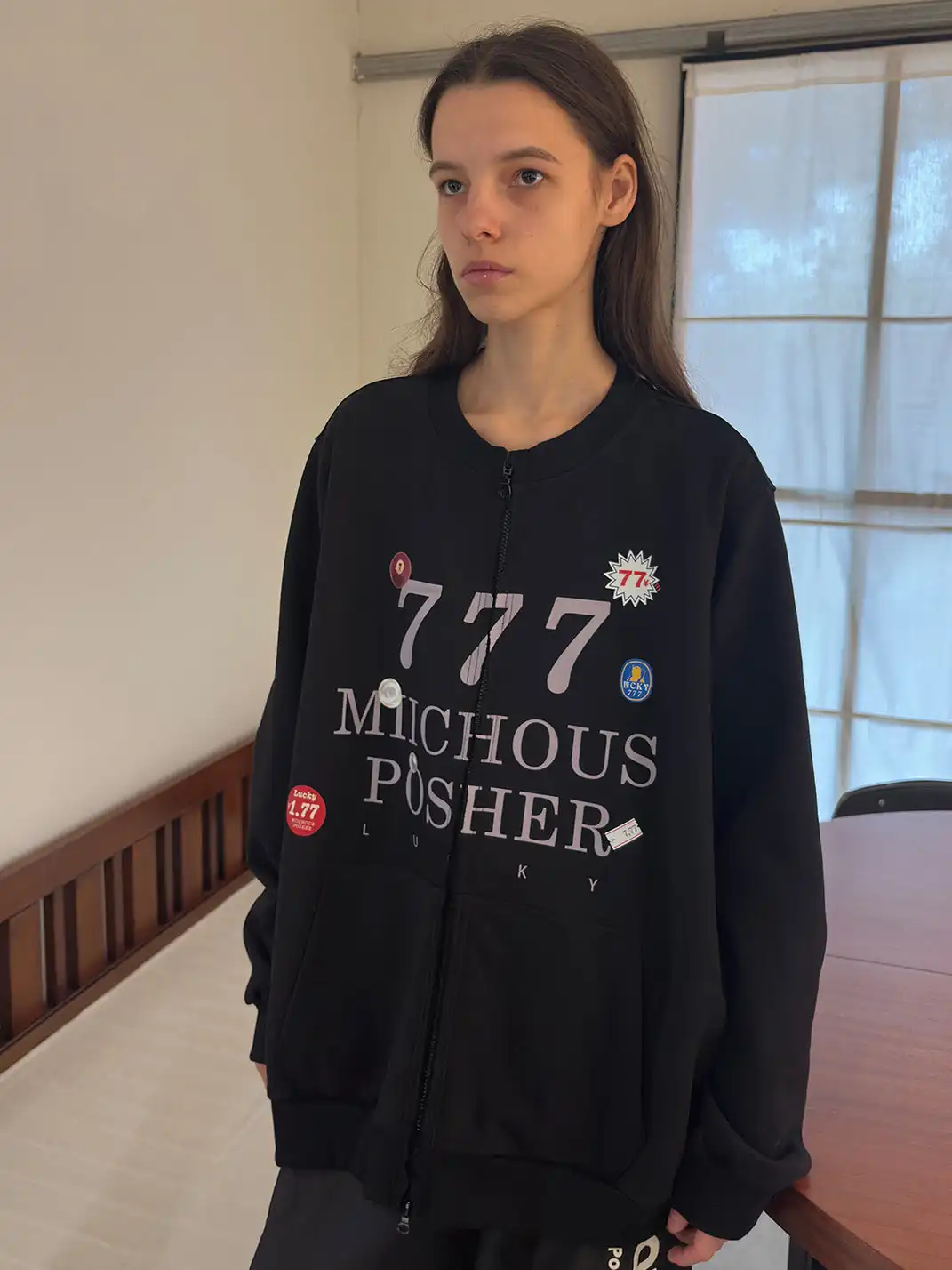 MIICHOUS | Heavyweight Cotton Sticker Print Zip Sweatshirt